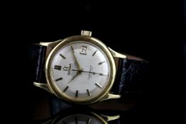 GENTLEMEN'S OMEGA CHRONOMETER CONSTELLATION CALENDAR 18CT GOLD WRISTWATCH, circular two tone beige