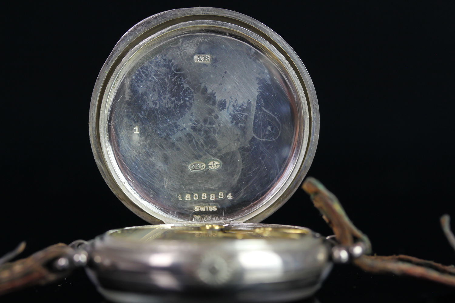 Rare Longines Albino Trench Watch, circular white porcelain dial with white Arabic numerals, - Image 6 of 7