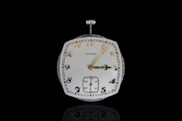 Art Deco Longines 14k pocket watch, cushion shaped dial, gold Arabic numerals, subsidiary seconds