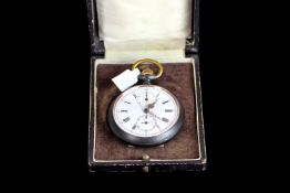 Longines Chronograph Pocket Watch, white circular dial, Roman numerals, outer seconds track, a