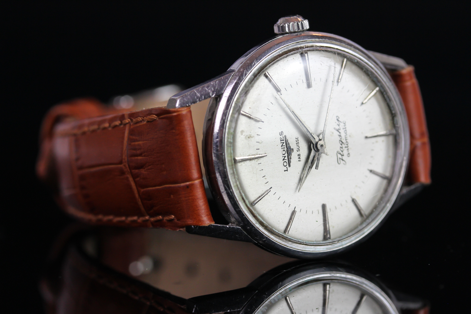 GENTLEMENS LONGINES FLAGSHIP AUTOMATIC 'FAB SUISSE' DIAL WRISTWATCH, circular off white dial with - Image 2 of 4