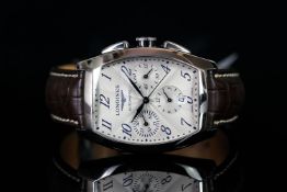 GENTLEMEN'S LONGINES EVIDENZA CHRONOGRAPH L2 643 4, curvex, silver dial with black hands, black