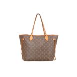 Louis Vuitton Monogram Neverfull MM Tote Bag, iconic monogram design, tan leather, W 480 x H 280 x D