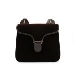 Loewe velvet bag. Dark brown suede colour, with small shoulder leather strap, W30cm x H26cm x