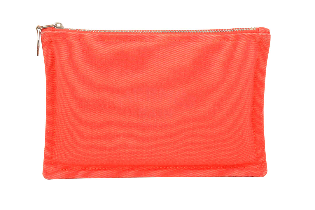 Hermes Yachting PM Hand Pouch, canvas coral coloured puch, W 220 x H 150 x D 8mm, Hermes Zip and