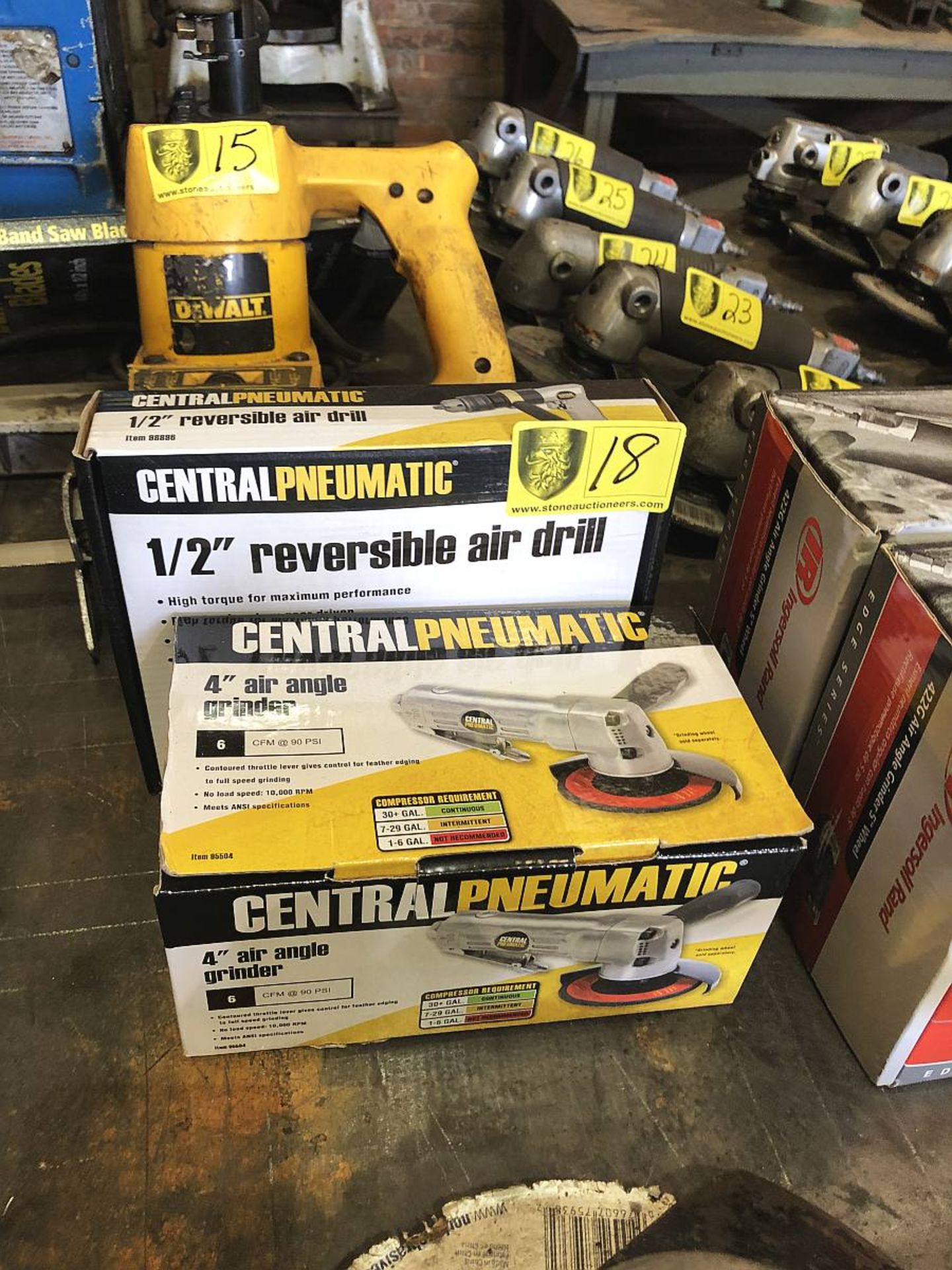 NEW Central Pneumatic Tools including: 1/2" Reversible Air Drill & 4" Air Angle Grinder
