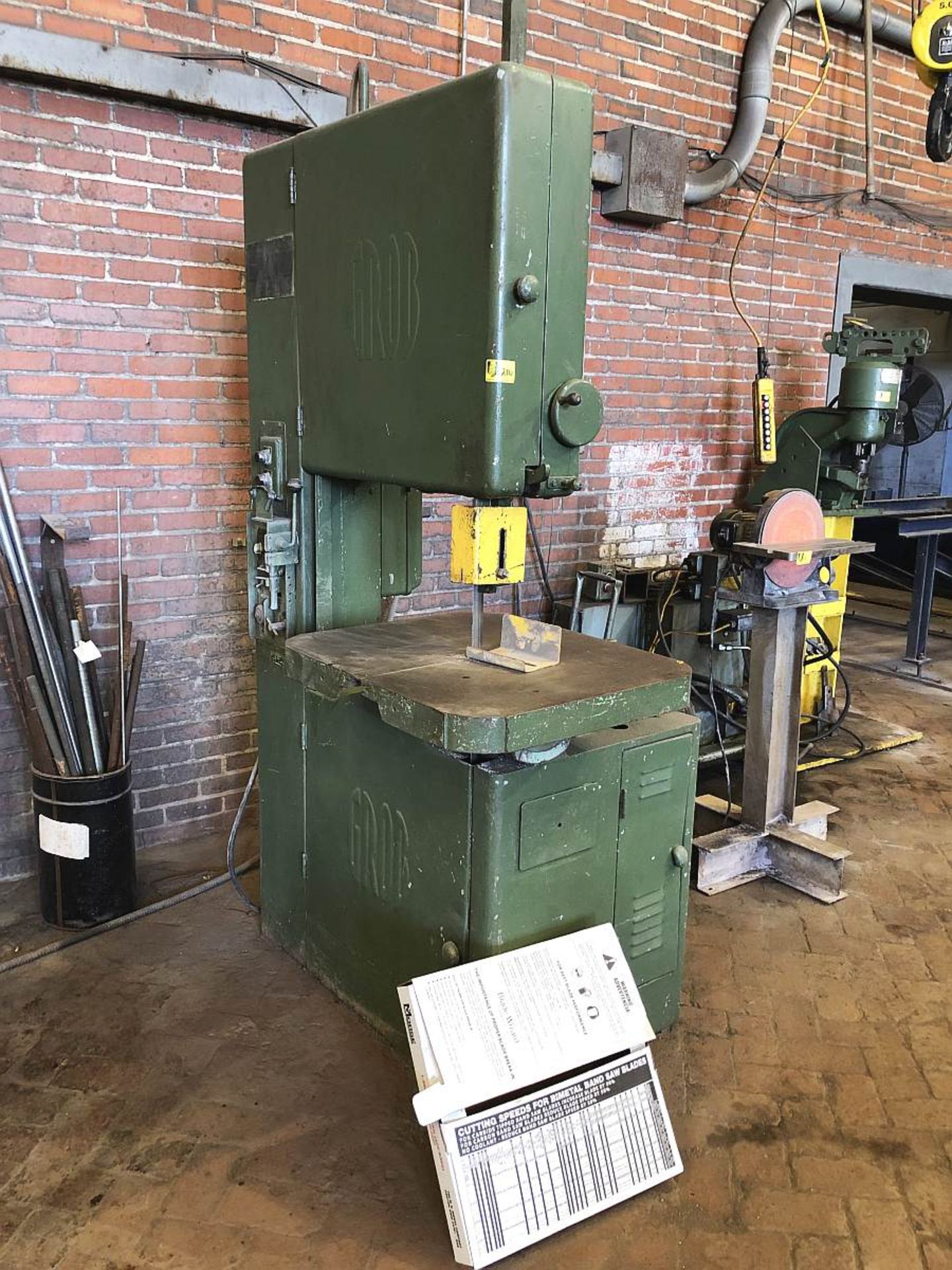 Grob Vertical Bandsaw, Type NS24, 24" x 28" Table, 1" Blade, SN 1958