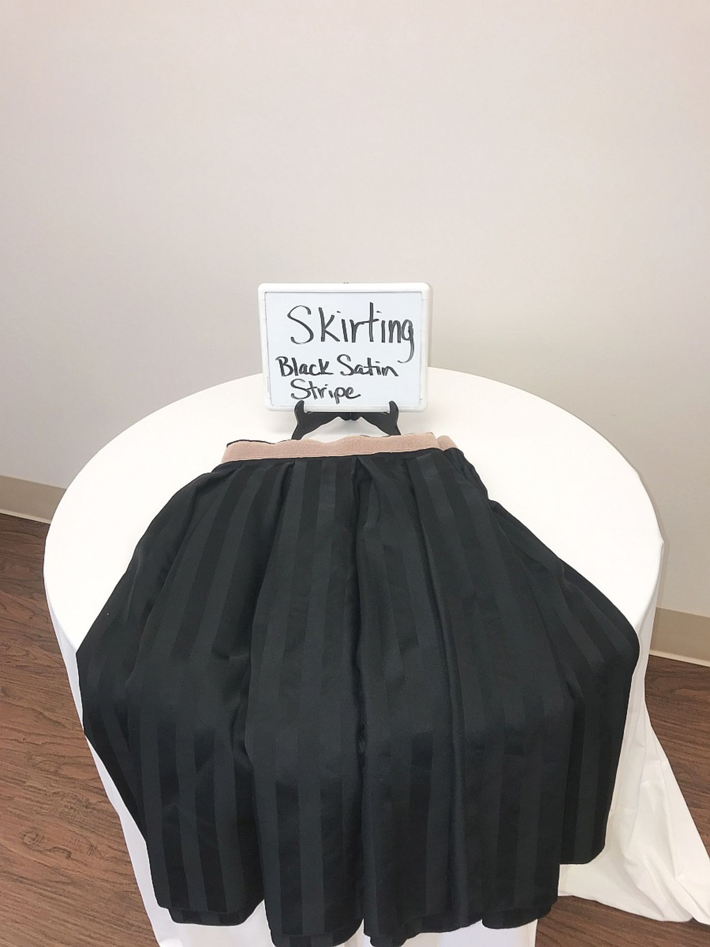 Skirting, Black Satin Stripe 10'x30"