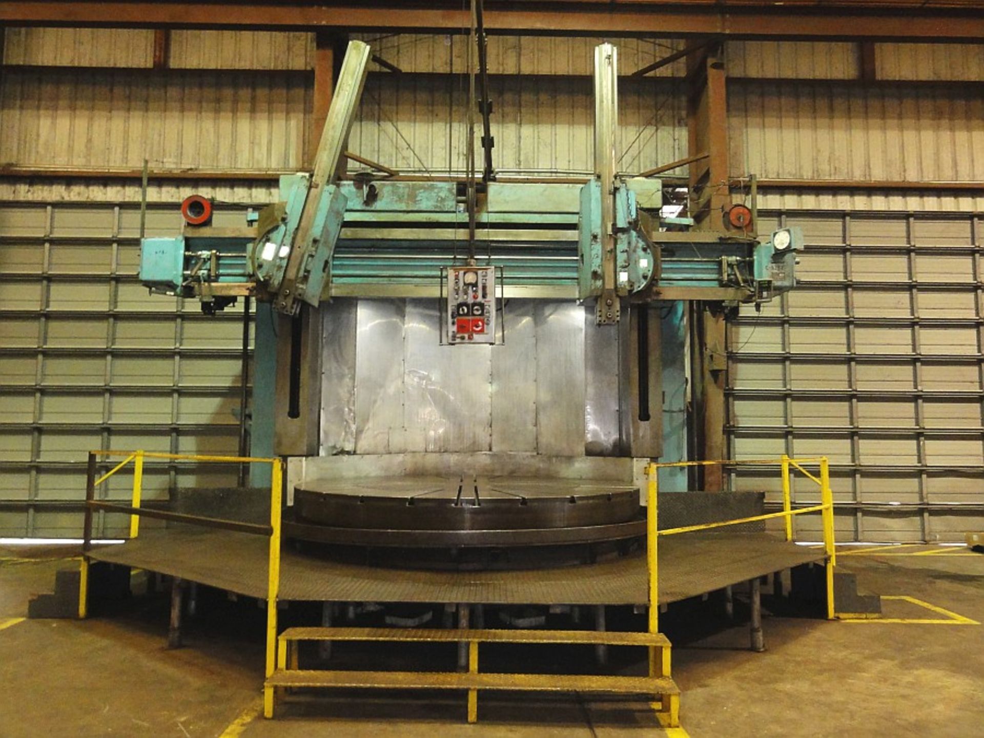 Farrel Manual Vertical Boring Mill, w/ Newall C80 2-Axis DRO, 144" 4-jaw Hydrostatic Table, 75 ton