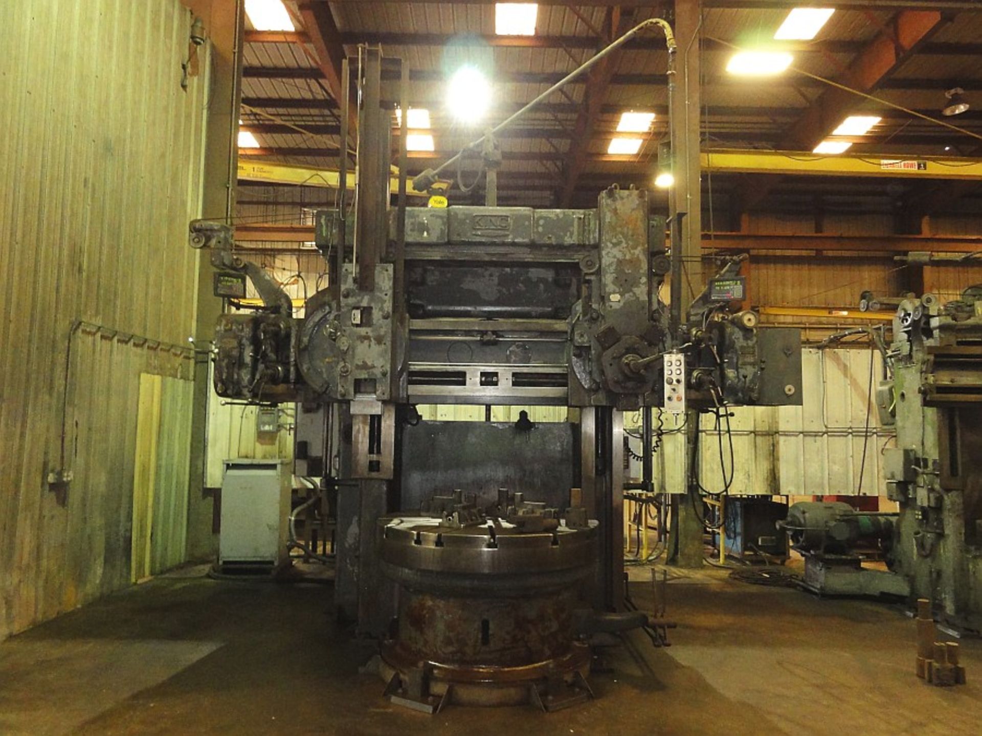 King 62" Vertical Turret Lathe, 62" 4-jaw Table, 5-position Turret, 67" Total Swing, Adjustable Rail