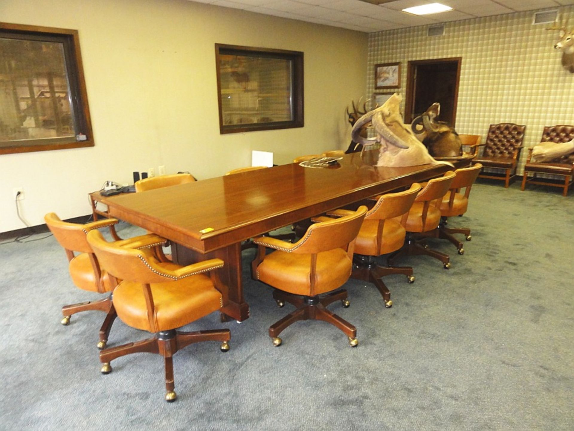 Wooden Conference Table & 12 Chairs