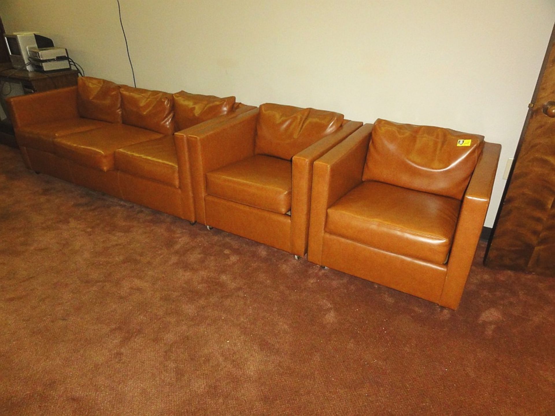 Upholstered Sofa & 2 Club Chairs - Image 2 of 3