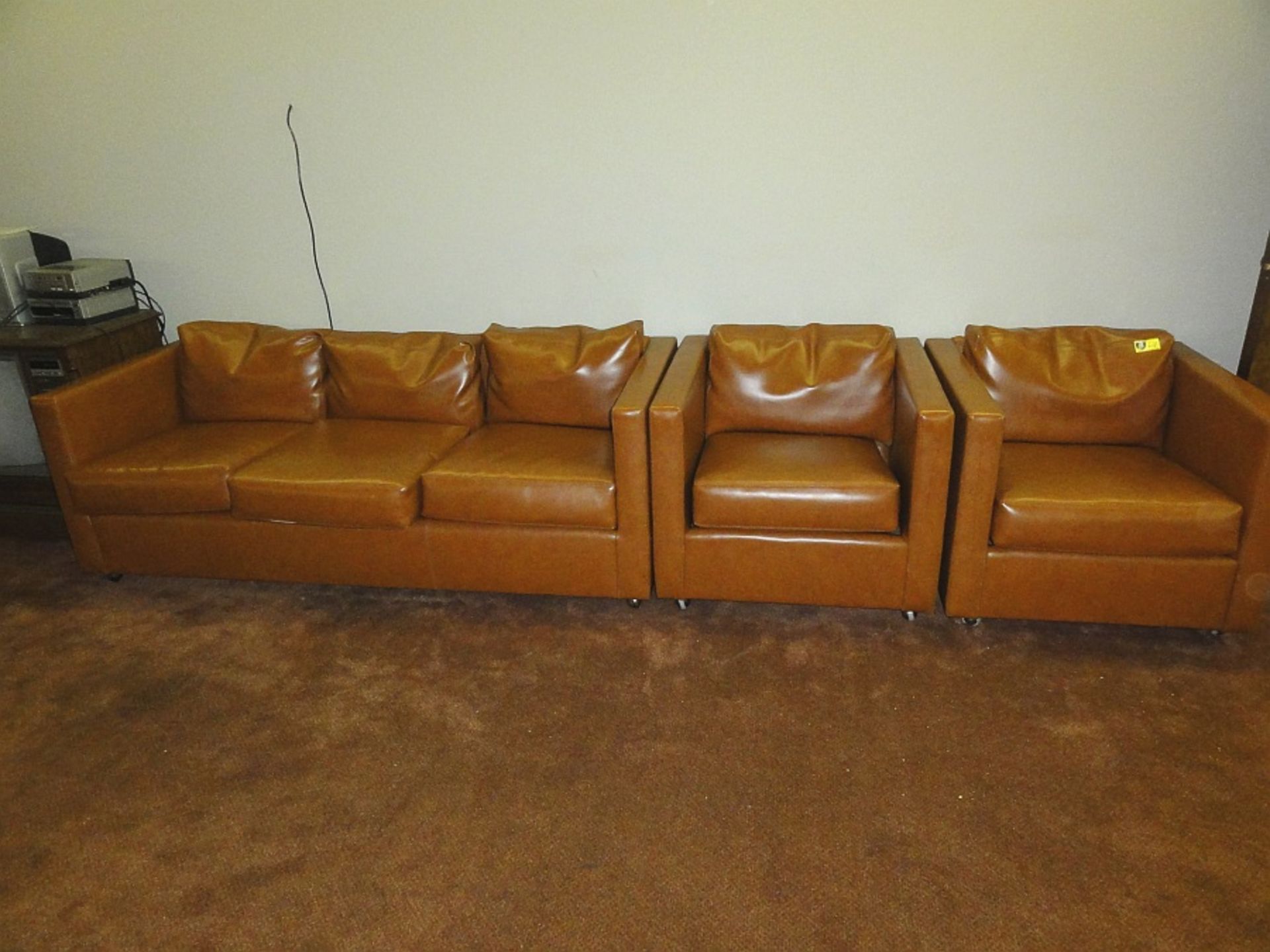 Upholstered Sofa & 2 Club Chairs - Image 3 of 3