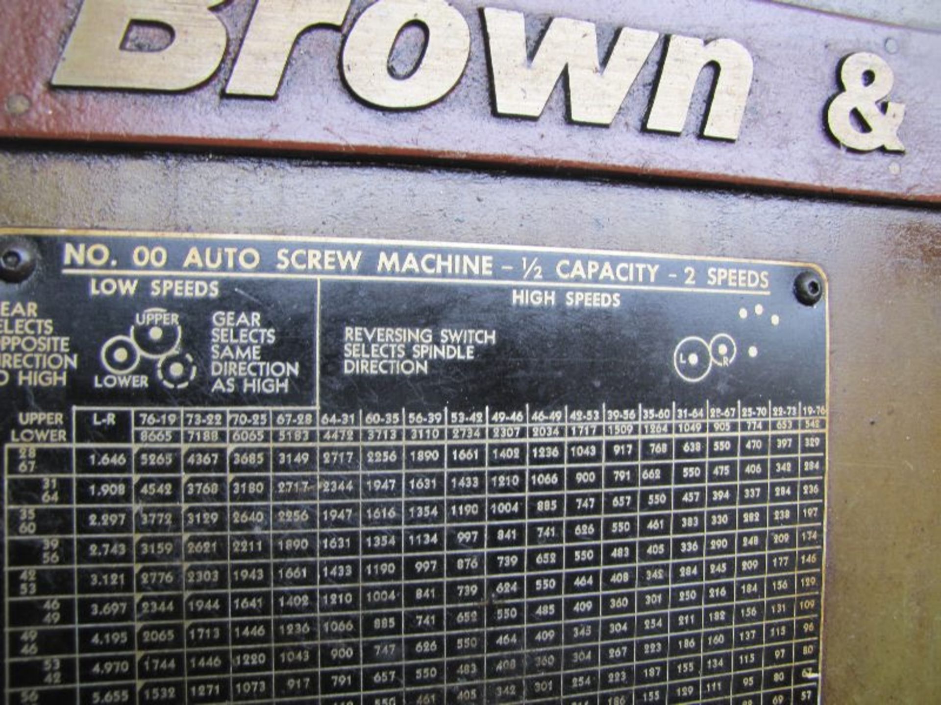 Brown & Sharpe #00, 2 Speed Automatic Screw Machine, S/N: 542-00-8608-L/2, ½” Capacity, 6 Station - Image 5 of 9