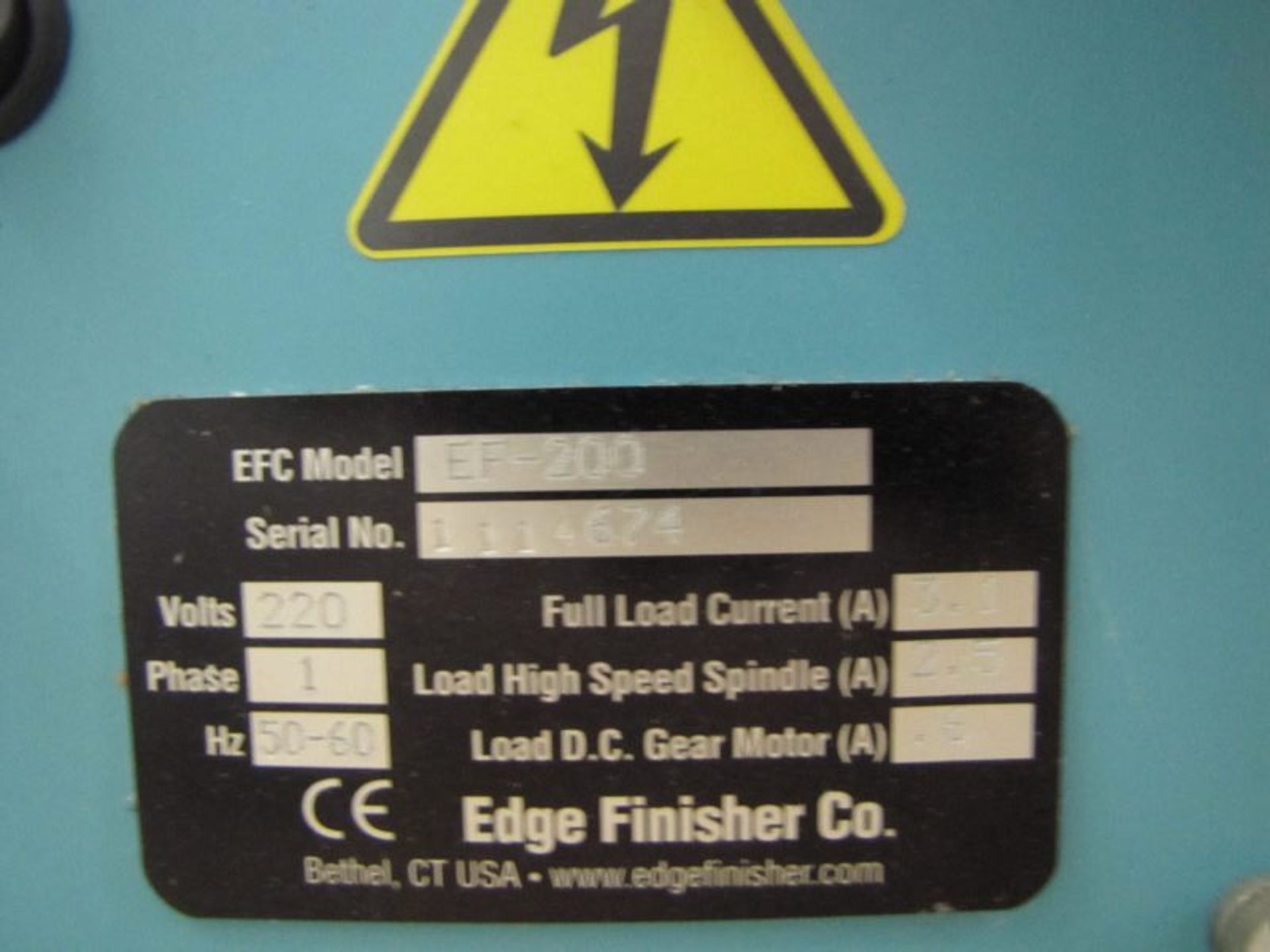 Edge Finisher Company EF-200, Maximum Workpiece Dimensions 2’ X 8” X ¾” thick, Spindle Speed - Image 5 of 5