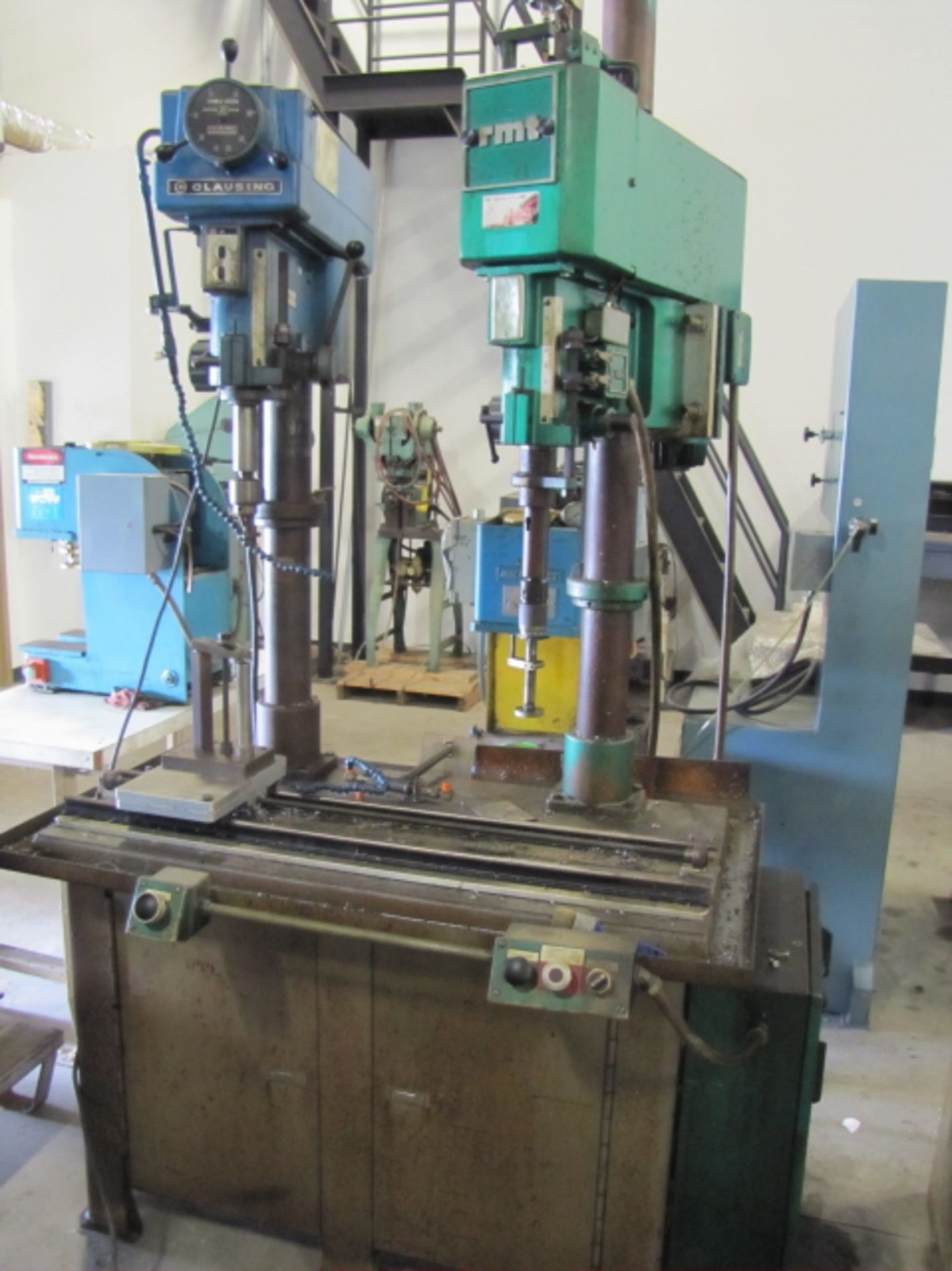 Dual Spindle Drill/Tap Setup: Clausing 2284 Variable Speed Drill, 20" Capacity, RMT Lead Screw