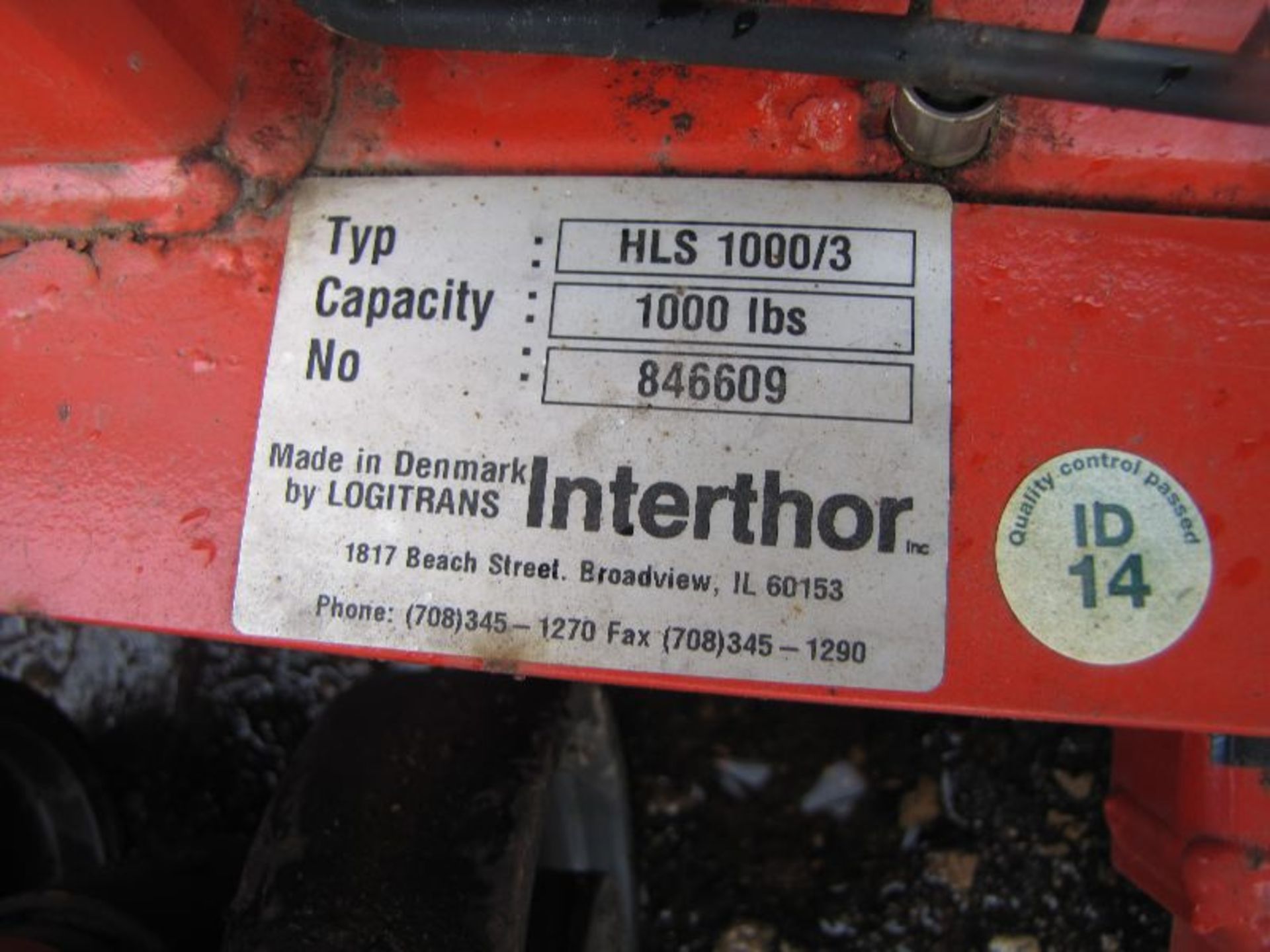 Interthor Thork Model HLS 1000/3 Pallet Jack, 2200 Lbs. Capacity, 42” Forks, Max. Lift Height 29.5” - Image 4 of 4