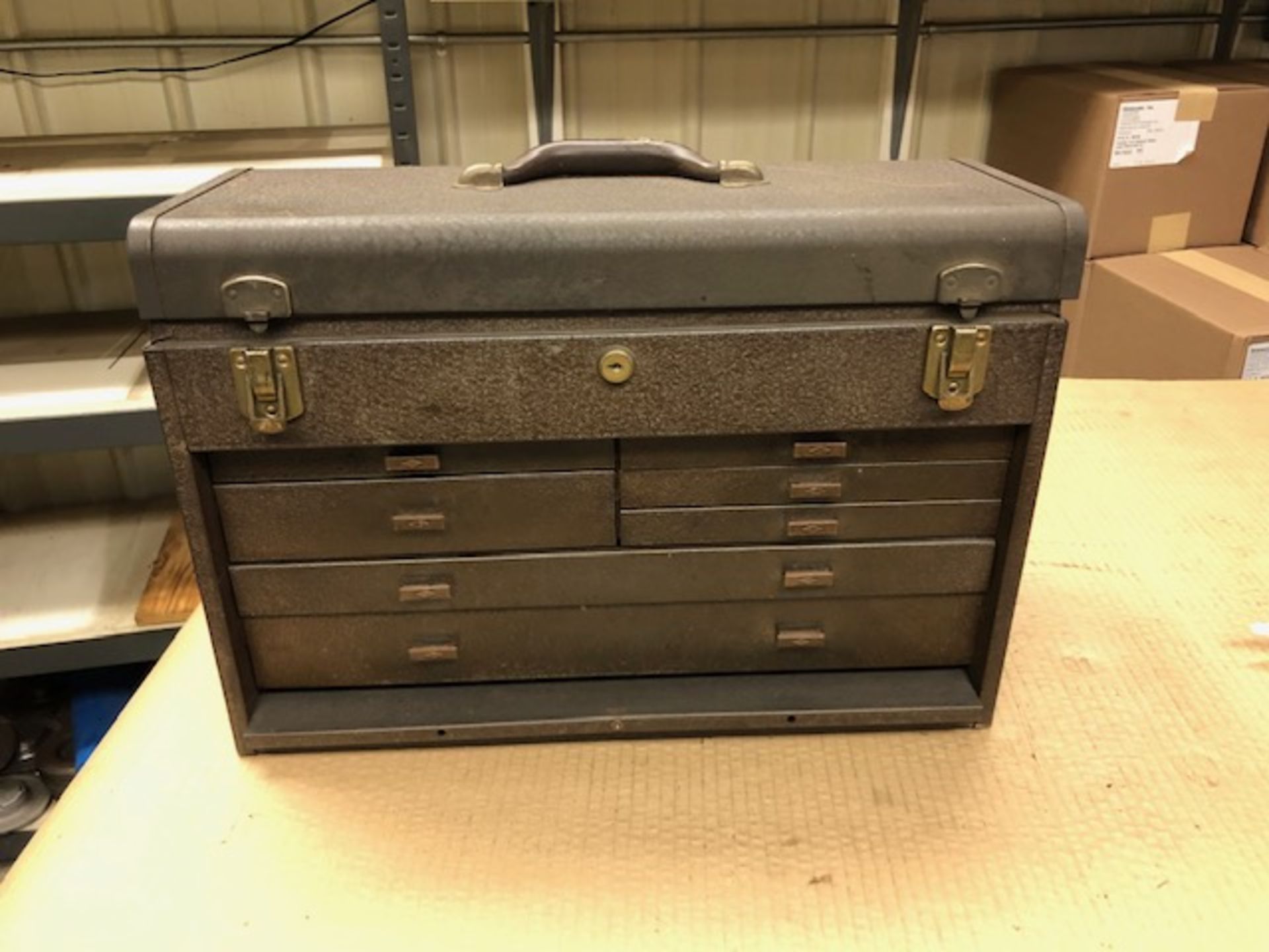 Kennedy Machinest Bench Top Tool Box and Contents, 20" x 9" x 15" High