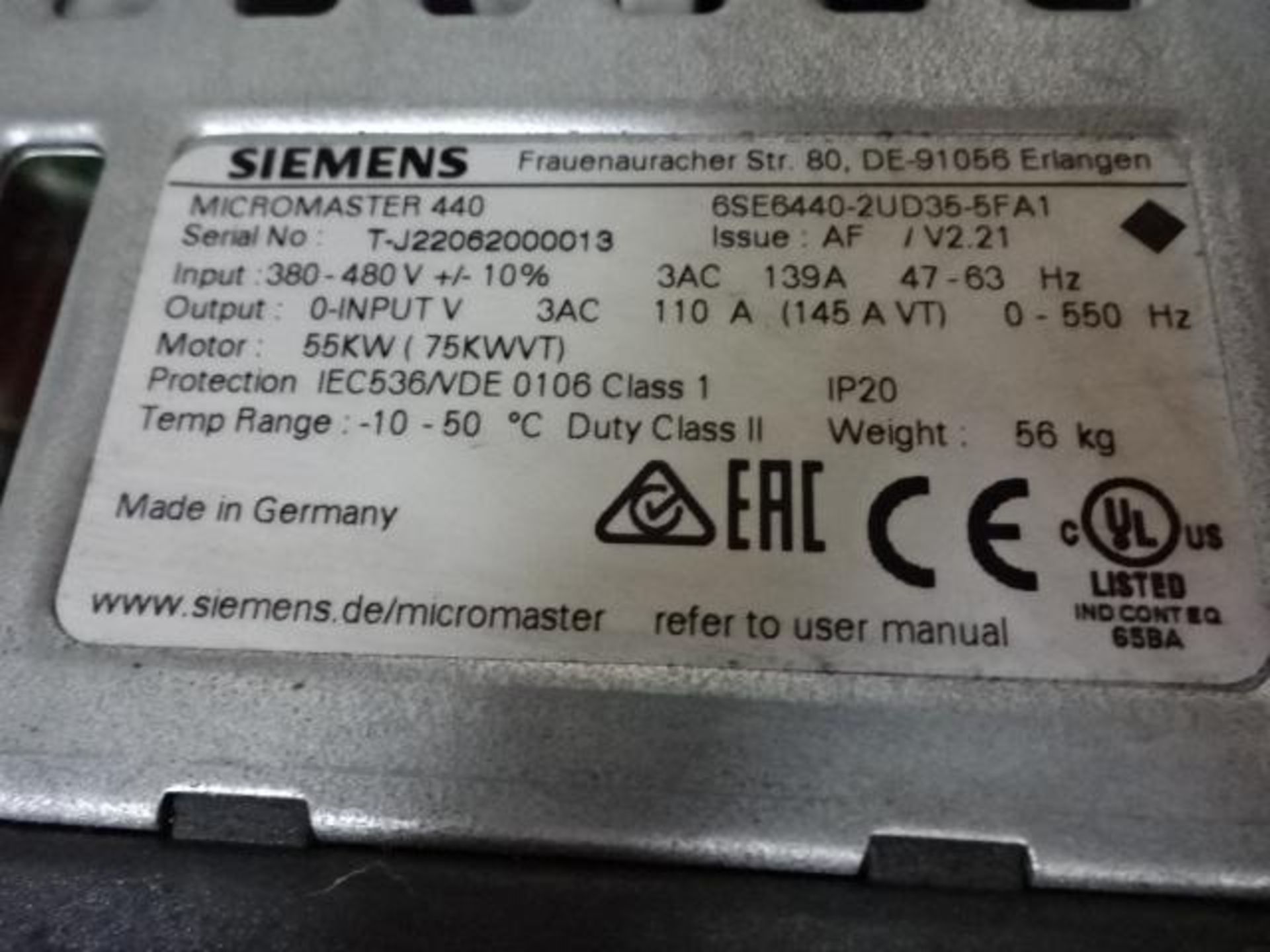 Drive siemens micromaster 440 /480/380 - Image 3 of 4