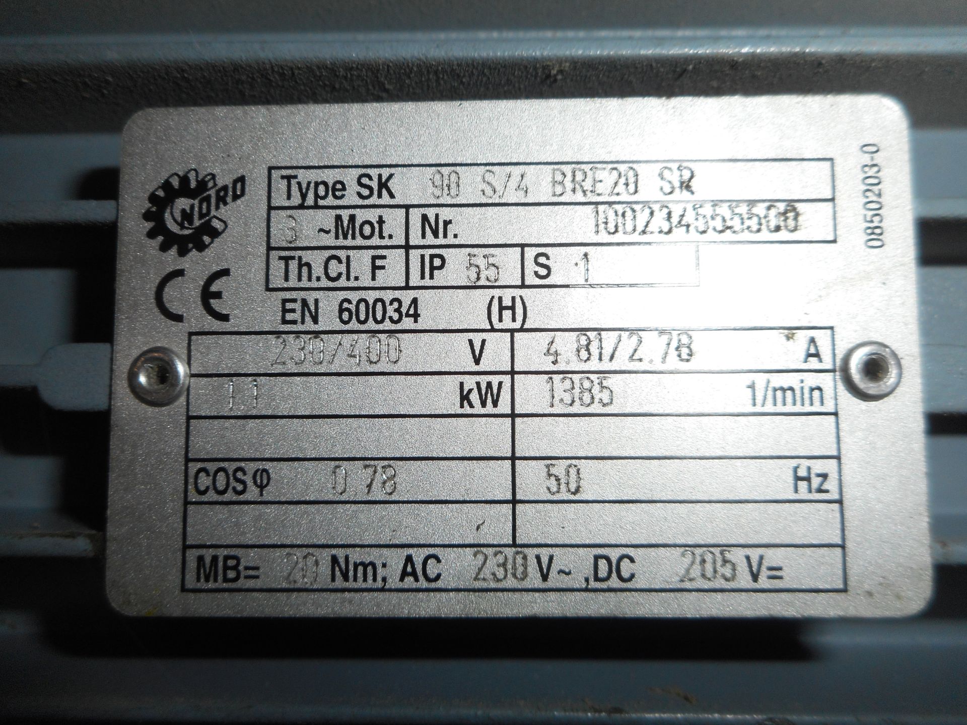 GEAR MOTOR NORD 90S/4 BRE20 SR - Image 2 of 3