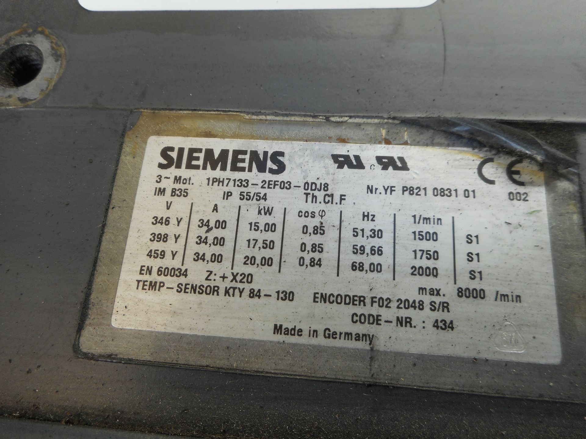 SIEMENS SERVO MOTOR 3-MOT 15kW - Image 3 of 4