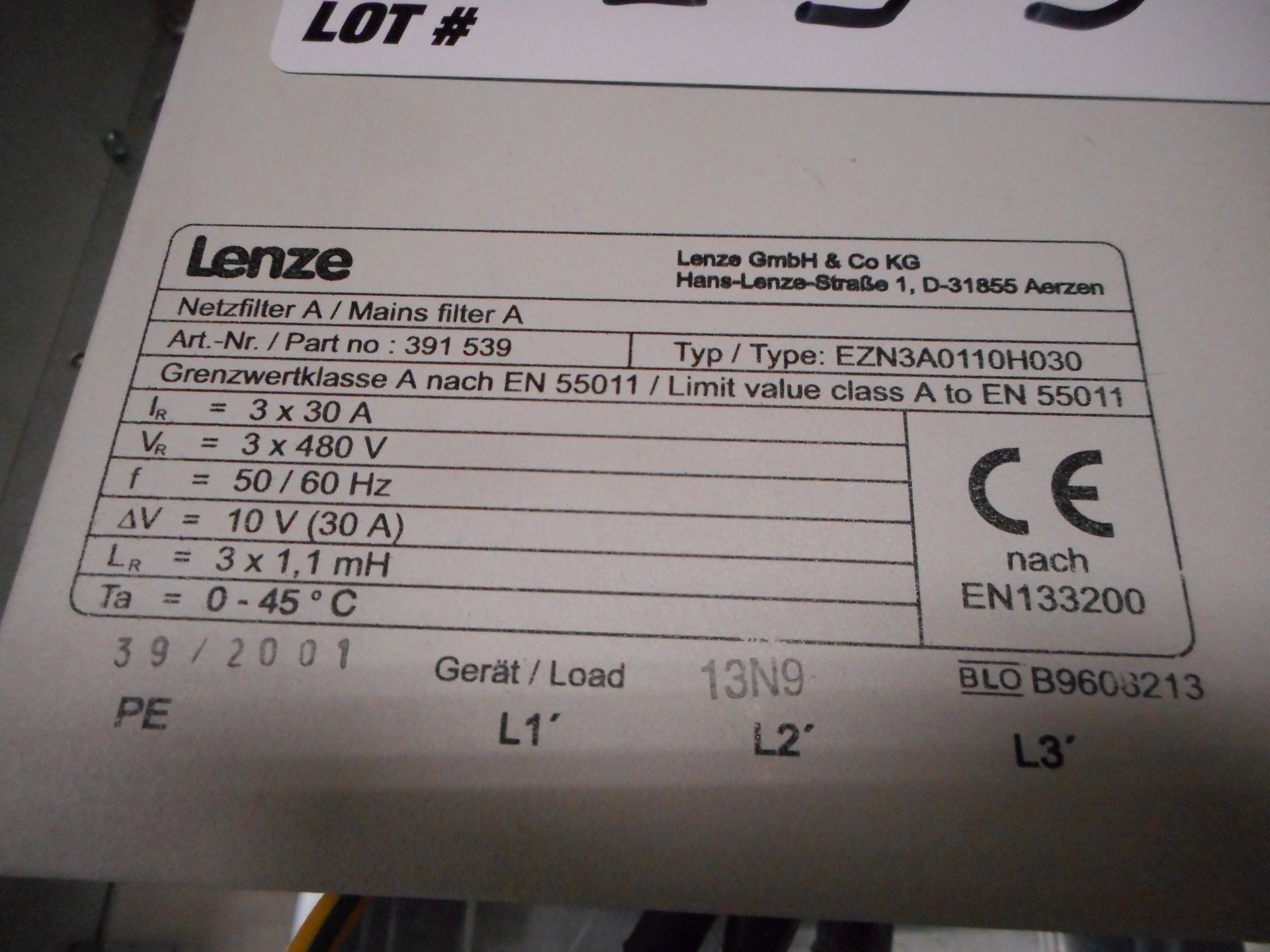 LENZE MAINS FILTER - Image 2 of 4