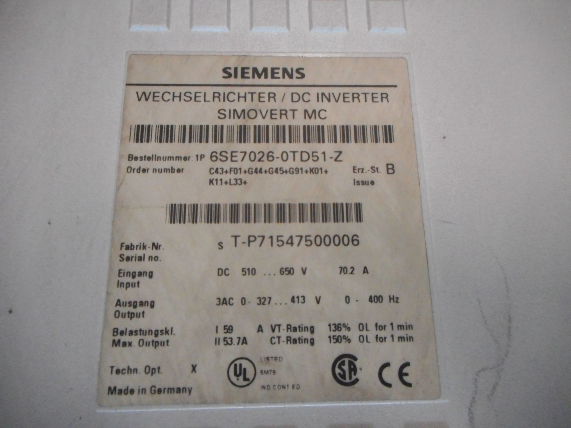 SIEMENS DRIVE - Image 2 of 2