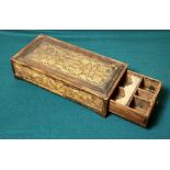 A fine carved and pierced ivory box with a drawer sliding from its side. possibly a pen box. India o