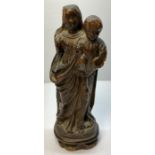 18th Century Religious Wooden Carving Virgin Mary with jesus measures approx 19.5cm tall