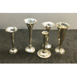 5 silver Rose Bud Vases all have small hallmarks 1 english 4 dutch