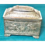 A Ottoman or Greek white metal box. Bearing images of saints and Greek Inscriptions, 18th century.