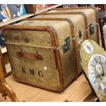 Antique Wood bound Steamer Trunk.