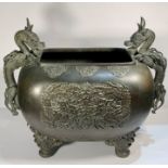 Large 19th century Edo Period Japanese Bronze Censer with Character Marks