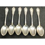 6 Large German Silver Table Spoons full german silver hallmarks ornate floral pattern design