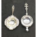 2 Dutch Silver Tea Strainers both with full dutch silver hallmarks in good condition