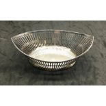 Dutch silver sweets meats dish of boat form, with a beaded edge, above a pierced surround measures a