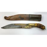 18th Century Pia Ketta Dagger with original Scabbard blade with Silver and Metal Inlay