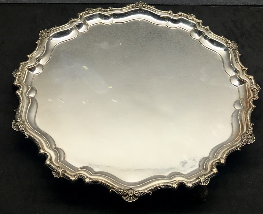 large silver Salver ornate border