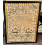 Very Fine 1828 Embroidery needle Work Sampler by J Clapperton aged 10 years