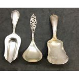 3 dutch silver tea caddy spoons all with silver hallmarks