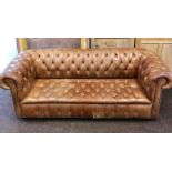 Retro brown leather Chesterfield sofa 3 seater