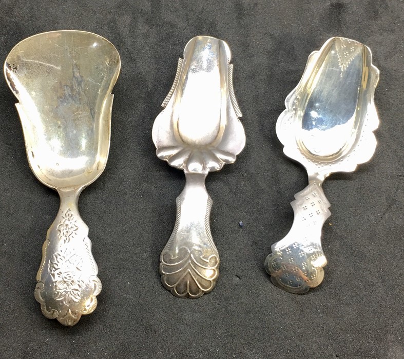 3 Antique Dutch Silver Caddy Spoons
