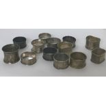 Selection of Silver napkin rings approx weight 182g