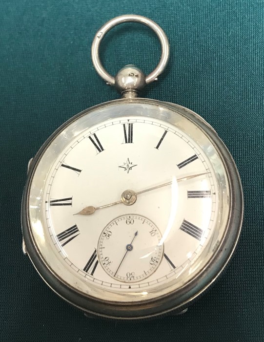 Silver pocket watch in a silver case frame - Image 5 of 5