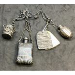 Victorian Silver Chatelaine includes silver scent bottles aide memoire and thimble case
