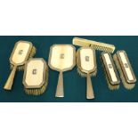 Art Deco Ivory & Silver Dressing Table Set 7 piece london hallmarks 1939