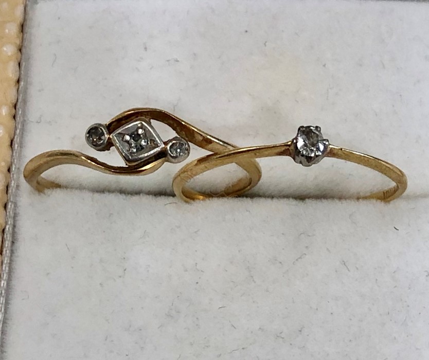 2 vintage 18ct gold diamond rings - Image 2 of 3