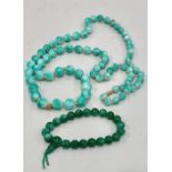 2 vintage Jade type bead necklace and bracelet