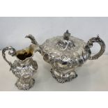Fine quality William 1V silver teapot and cream jug full London silver hallmarks date letter a for 1