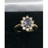 18ct gold ring st with diamonds and amethyst weight 4.2g